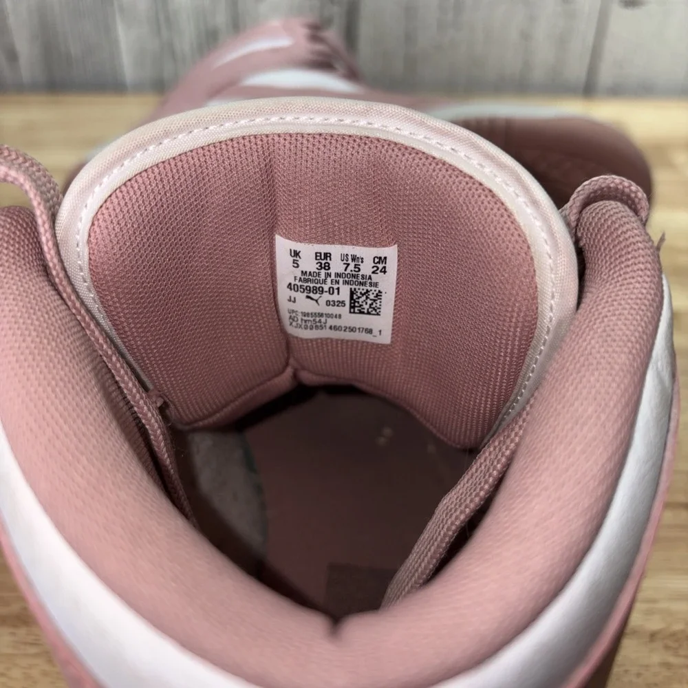 Puma Women's 7.5 High Top Sneakers Rebound Lay Up SL White Pink  Shoes